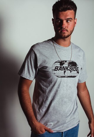 BANKSIDE GLOBE GRAPHIC T-SHIRT GREY