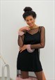 BLACK TULLE DRESS WITH RUFFLES (WITH LINING)