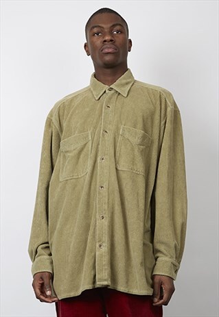 VINTAGE 90'S KHAKI HEAVY CORDUROY SHIRT
