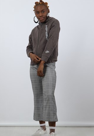 NIKE MEDIUM GREY EMBROIDERED LOGO ZIPPED HOODIE