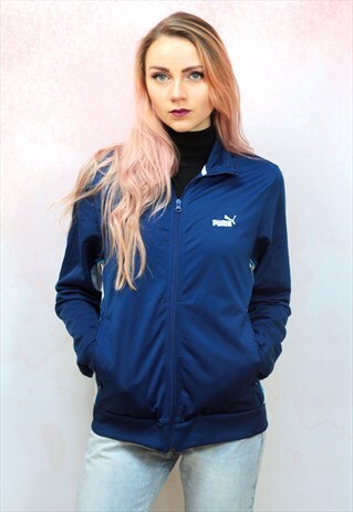 1990S VINTAGE WHITE AND LIGHT BLUE ZIP UP TRACK SPORT JACKET