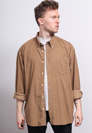 VINTAGE CORDUROY CORD SHIRT BROWN