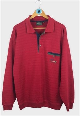Vintage Quarter Zip Sweatshirt Textured Red / Burgundy