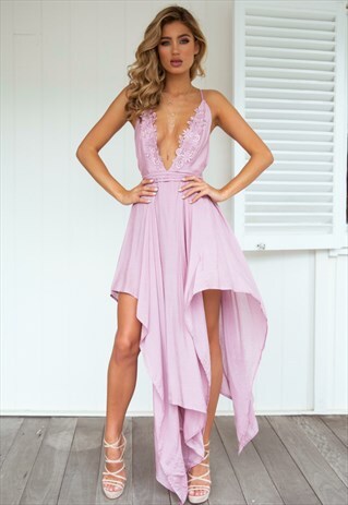 MAUVE ASYMMETRICAL MAXI DRESS