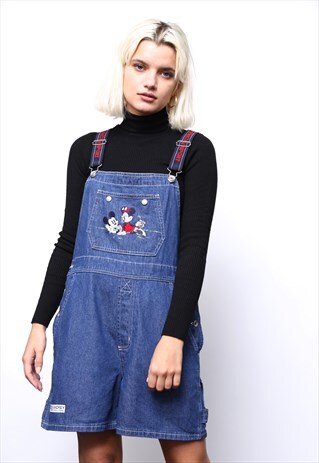 VINTAGE 90S DISNEY MICKEY MOUSE SHORT DUNGAREES