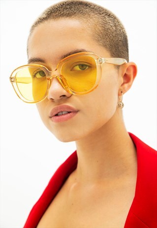 ABBY - OVERSIZED GLAMOROUS YELLOW SUNGLASSES