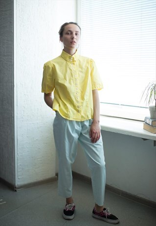 VINTAGE 70'S YELLOW POLKA DOT SHORT SLEEVED SHIRT
