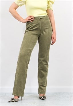 Vintage green corduroy pants straight leg women size L/XL
