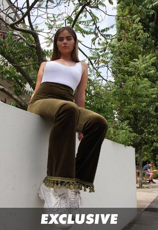 EXCLUSIVE KHAKI TASSEL FLARES