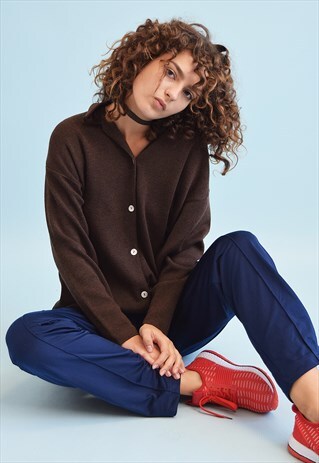 90'S RETRO MINIMALIST KNITTED OVERSIZED MOMS CARDIGAN