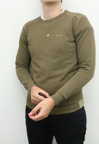 DIESEL - KHAKI CREWNECK SWEATSHIRT - MEDIUM