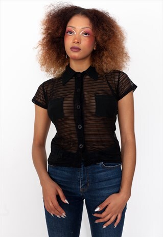 VINTAGE 90S DOLCE & GABBANA TRANSPARENT SHIRT ID:A310