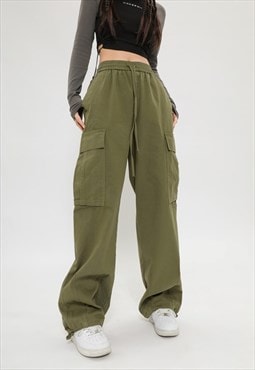 Cargo joggers utility pants skater beam trousers in green