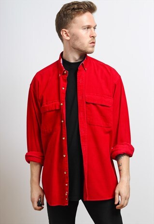 VINTAGE CORDUROY CORD SHIRT RED