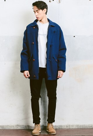 VINTAGE BLUE WOOL WINTER COAT