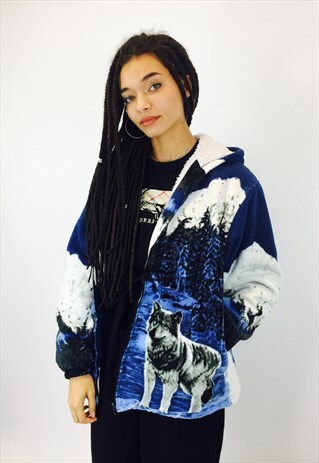CHUNKY WOLF TEDDY BEAR FLEECE JACKET