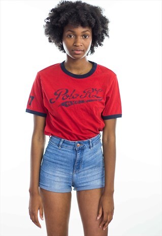 VINTAGE POLO RALPH LAUREN LOGO SHIRT 90S L 4.8
