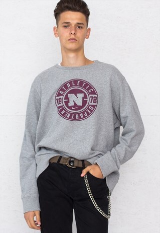 VINTAGE GREY NIKE CREW NECK PULLOVER SWEATSHIRT