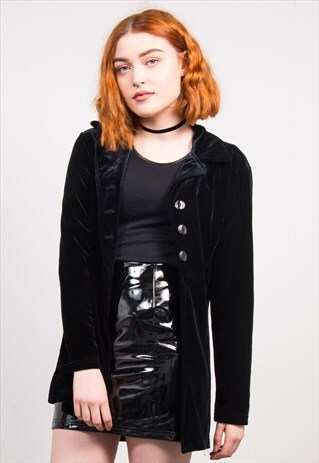 VINTAGE 90'S BLACK VELVET CARDIGAN JACKET