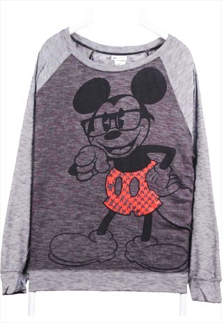 Disney 90's Mickey Mouse Crewneck Sweatshirt XLarge Grey