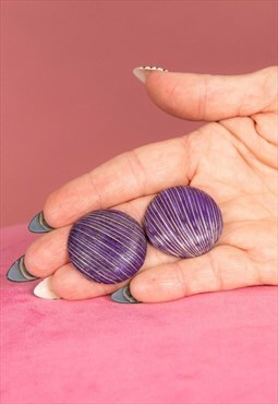 60s Vintage Distressed Purple Wooden Earrings