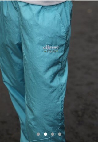 RETRO ELLESSE ITALIA SHELL SUIT TRACKSUIT BOTTOMS, BABY BLUE