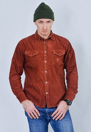 BIG STAR CORDUROY SHIRT RED VINTAGE DENIM GRUNGE LONG SLEEVE