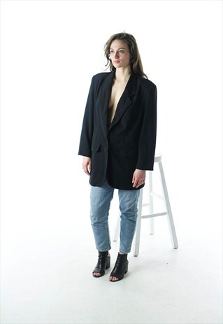 VINTAGE LONG SLEEVE BLAZER / BLACK LONG VEST
