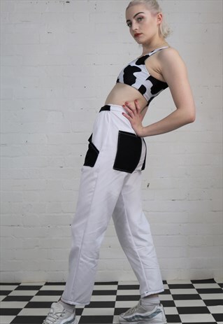 CONTRAST TROUSERS IN WHITE