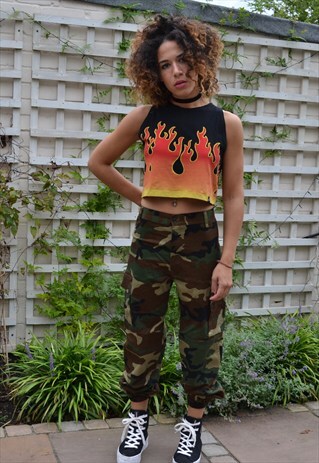 UNISEX CAMOUFLAGE CARGO SKATER ARMY TROUSERS