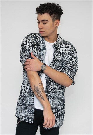 RETRO 80S AZTEC VISCOSE SHIRT