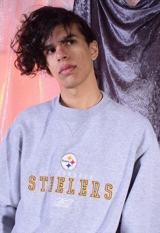 VINTAGE REEBOK GREY PITTSBURG STEELERS SWEATSHIRT