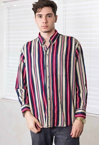 VINTAGE REGATTA STRIPED SHIRT 90S L 17.9