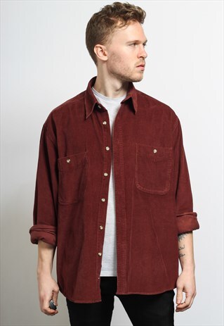 VINTAGE CORDUROY CORD SHIRT BROWN