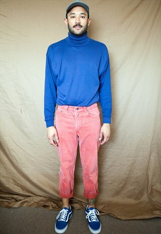 80S HIGH RISE 550 OVERDYED CLAY RED CROPPED DENIM JEANS 32