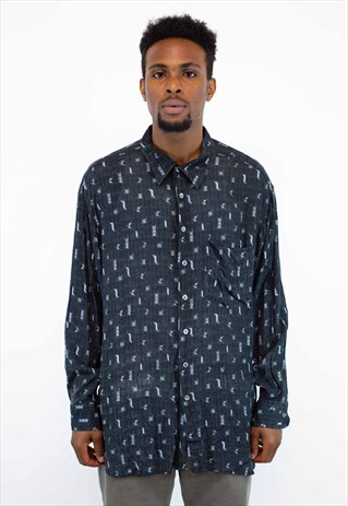 VINTAGE ABSTRACT PATTERN SHIRT IN BLACK