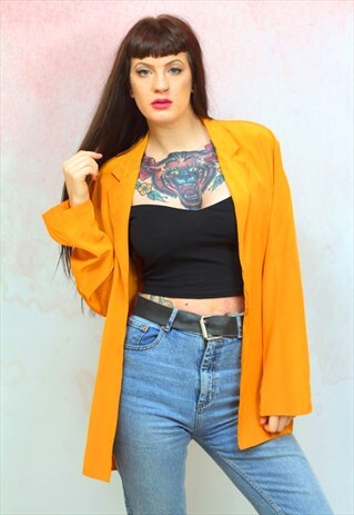 1980S VINTAGE SATIN SILK YELLOW OVERSIZED LIGHT JACKET