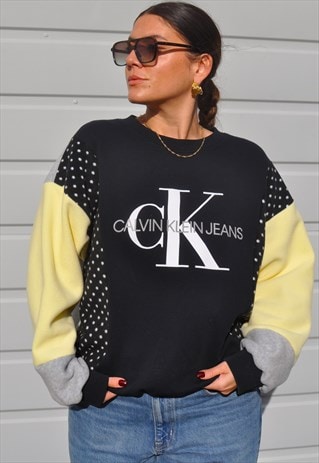 Y2K vintage reworked Calvin Klein polka dot fleece jumper