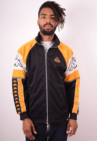KAPPA MENS VINTAGE TRACKSUIT TOP JACKET MEDIUM BLACK 90S