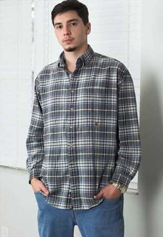 VINTAGE TOMMY HILFIGER SHIRT FLANNEL LOGO 90 L 15.3
