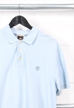 Vintage Timberland Polo Shirt in Blue Short Sleeve Tee Large