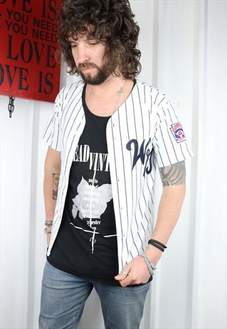 VINTAGE USA BASEBALL STRIPED SHIRT