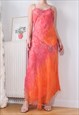 VINTAGE GLAM FAIRY PINK FLORAL ASYMETRICAL MAXI DRESS