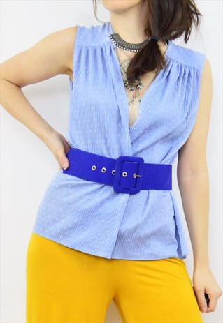 VINTAGE 90S WIDE ELECTRIC BLUE FABRIC BELT