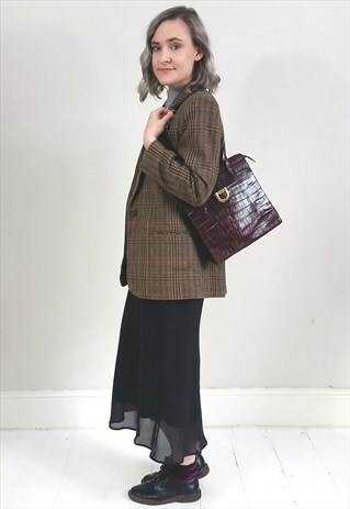 VINTAGE 80'S BURGUNDY ITALIAN LEATHER HANDBAG