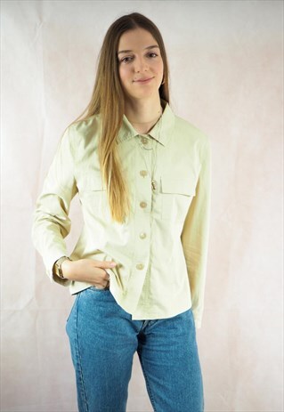 VINTAGE SAND LACE BACK SAFARI SHIRT