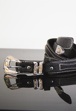 Black Leather Western Belt 