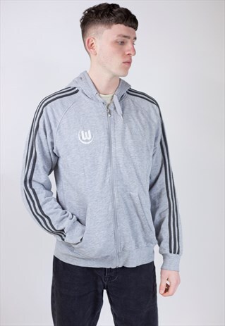 VINTAGE 90S ADIDAS GREY HOODIE