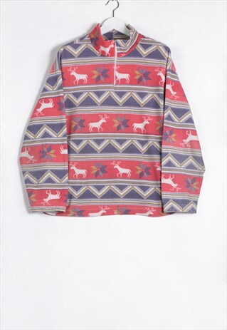 VINTAGE 80S FLEECE JACKET CRAZY PRINT AVELINAS / SP201651