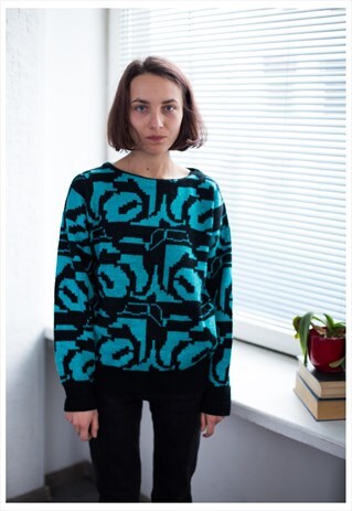 VINTAGE 80'S BLACK/EMERALD JUMPER